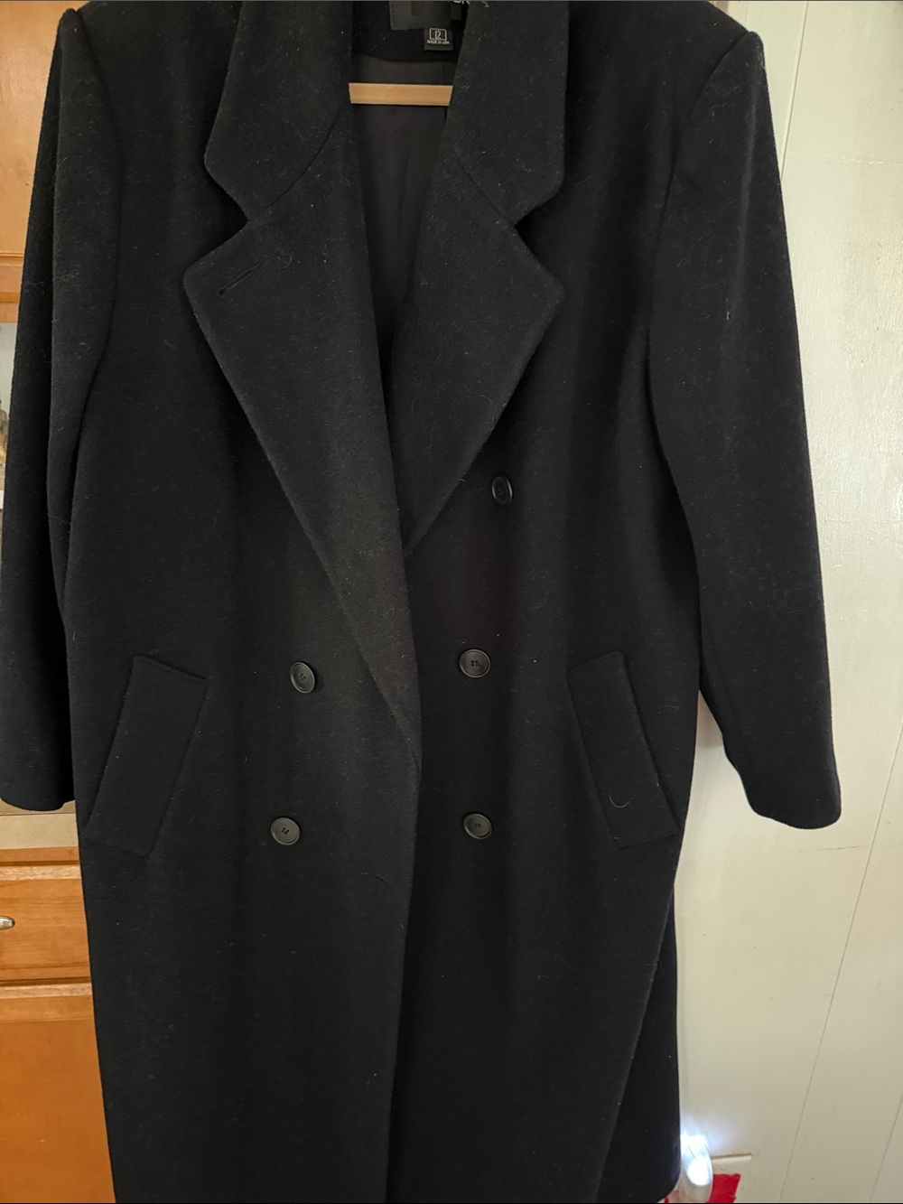 Halston Heritage Black Double-Breasted Pea Coat
